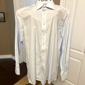 ETON Men's Dress Shirt in Fine Pinstripe Blue. Size 17/43